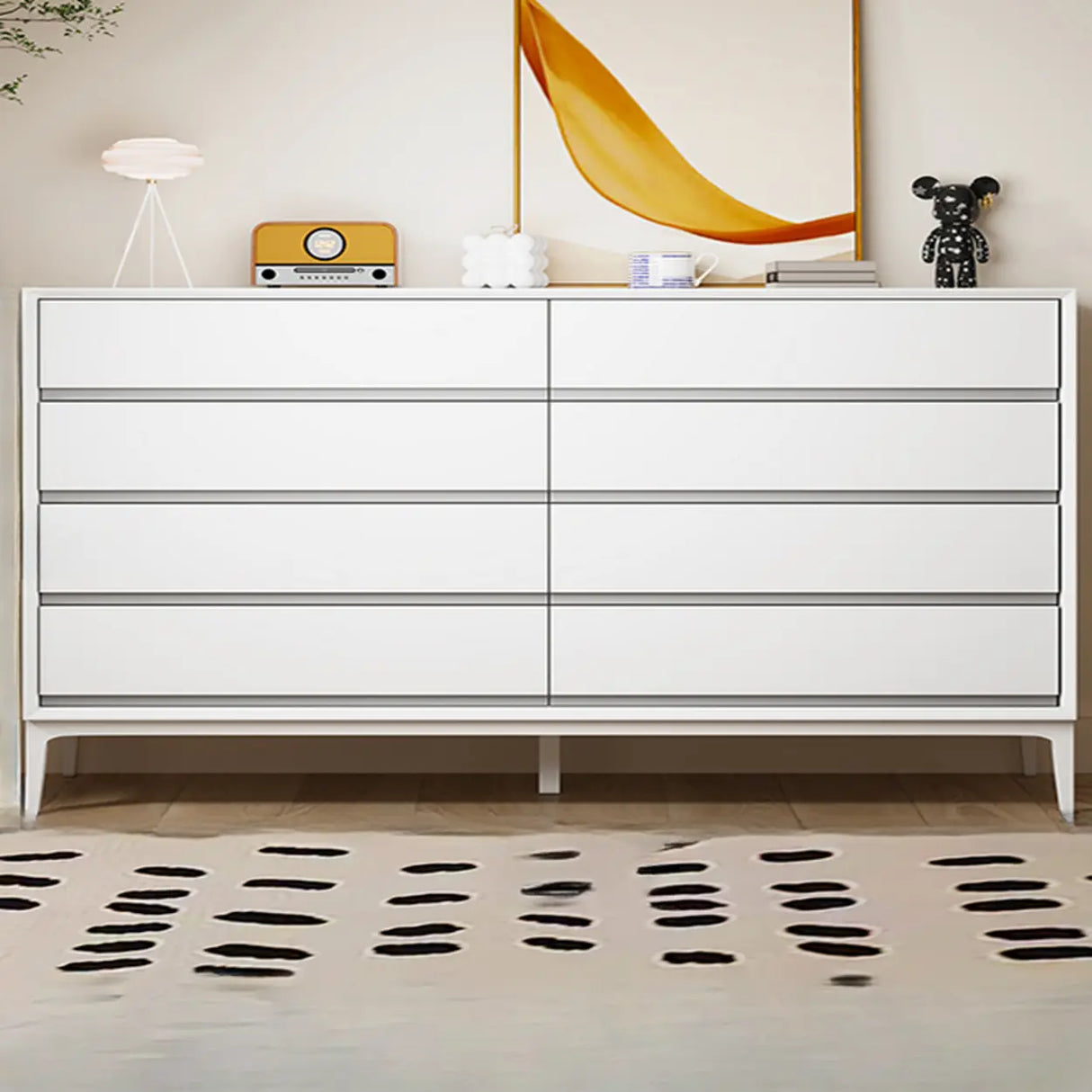 Grey Finish Wooden Eight-Drawer Dresser Chest Image - 4