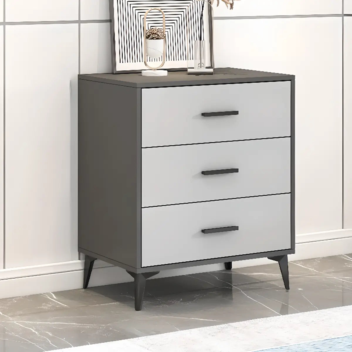 Grey Horizontal Drawer Wood Multi-Tier Storage Dresser Image - 2
