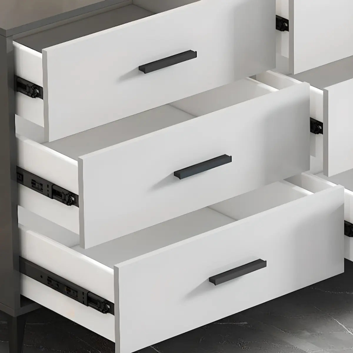 Grey Horizontal Drawer Wood Multi-Tier Storage Dresser Image - 8