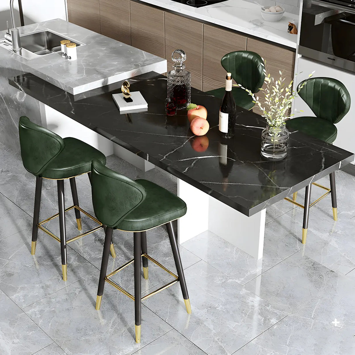 Grey Leather Bucket Seat Steel Legs Counter Bar Stools Image - 15