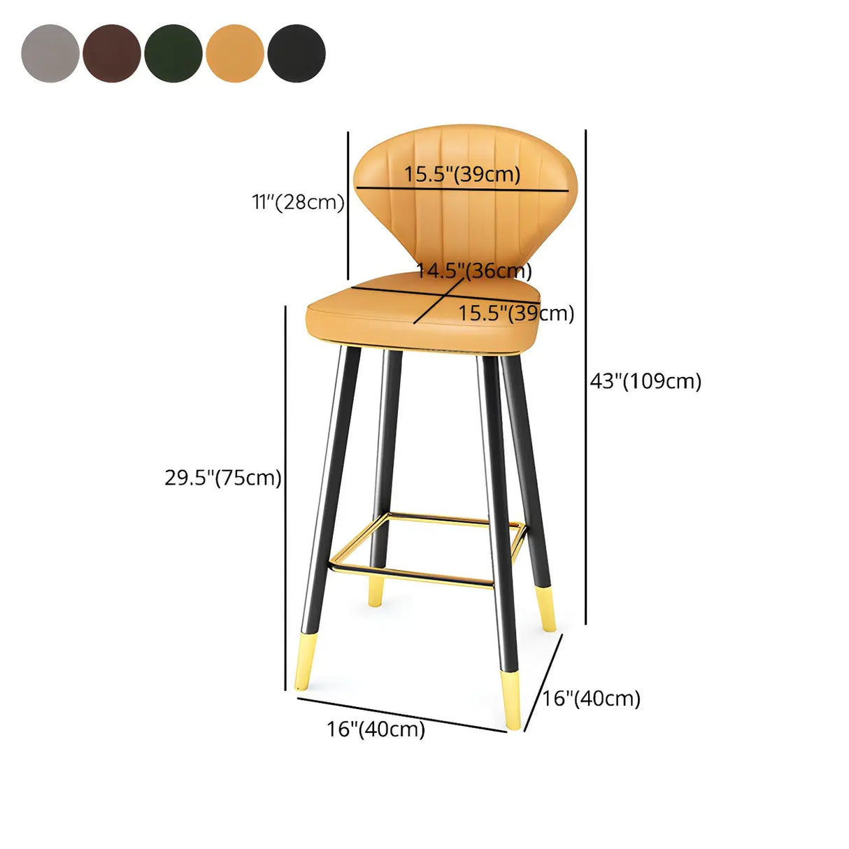 Grey Leather Bucket Seat Steel Legs Counter Bar Stools Image - 18