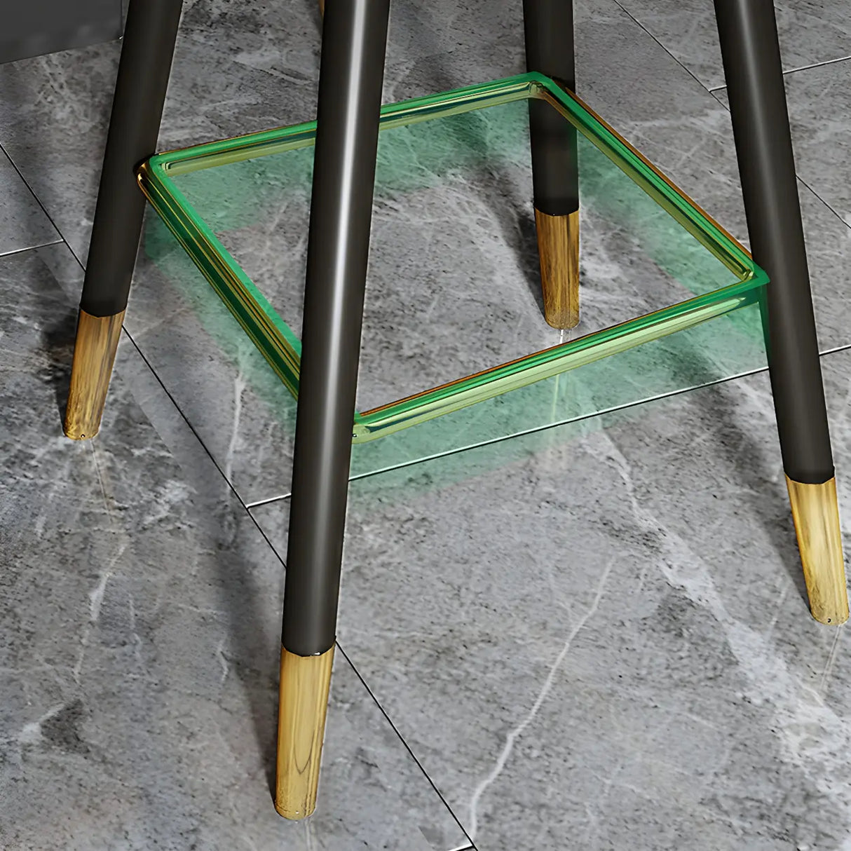 Grey Leather Bucket Seat Steel Legs Counter Bar Stools Image - 9