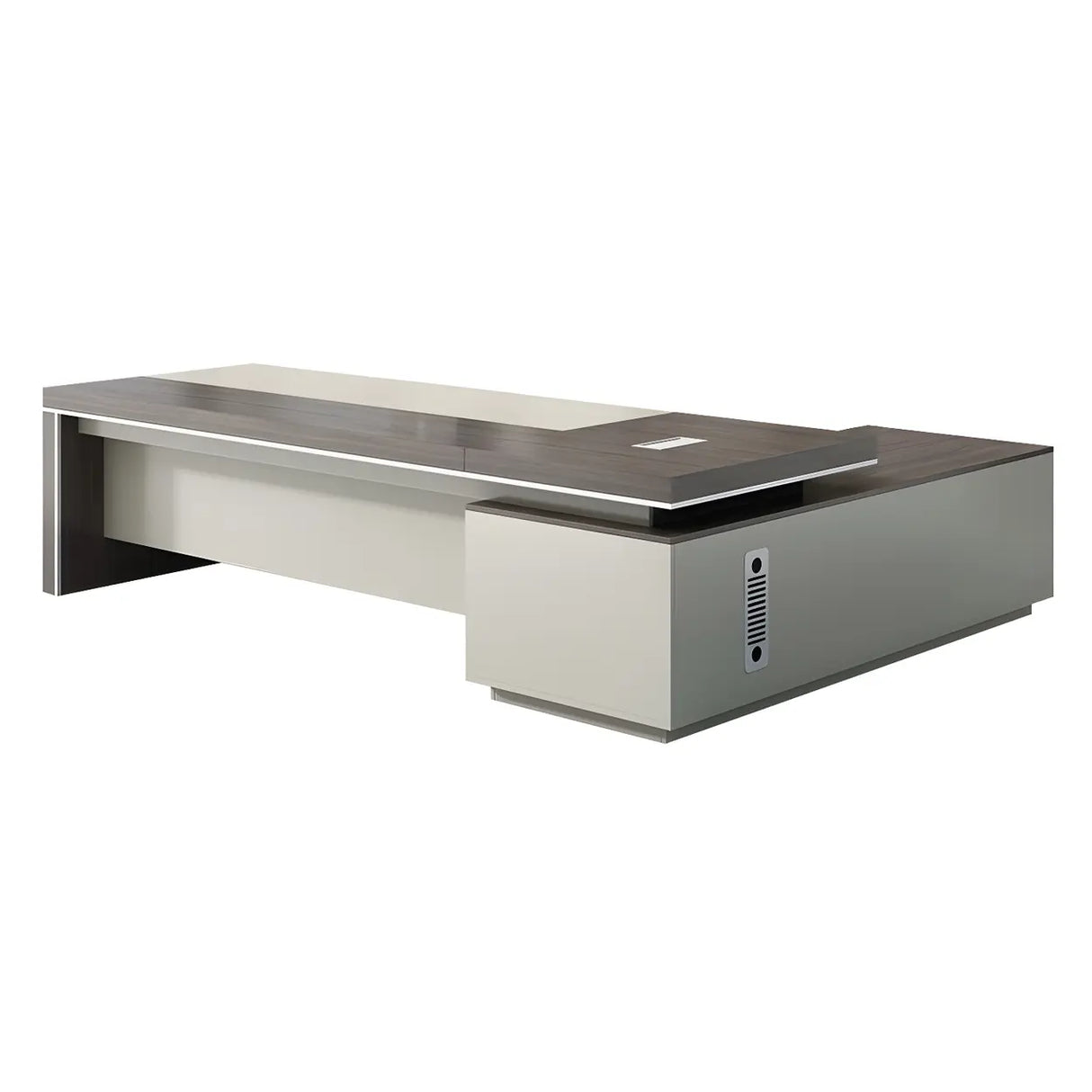 Grey Manufactured Wood Pedestal L-Shape Executive Desk Image - 10