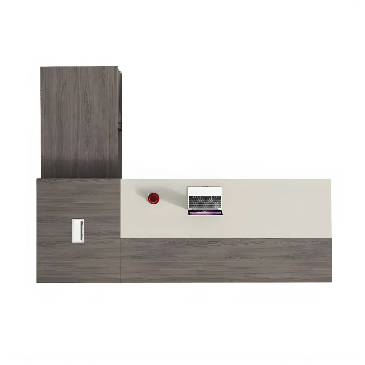 Grey Manufactured Wood Pedestal L-Shape Executive Desk Image - 11