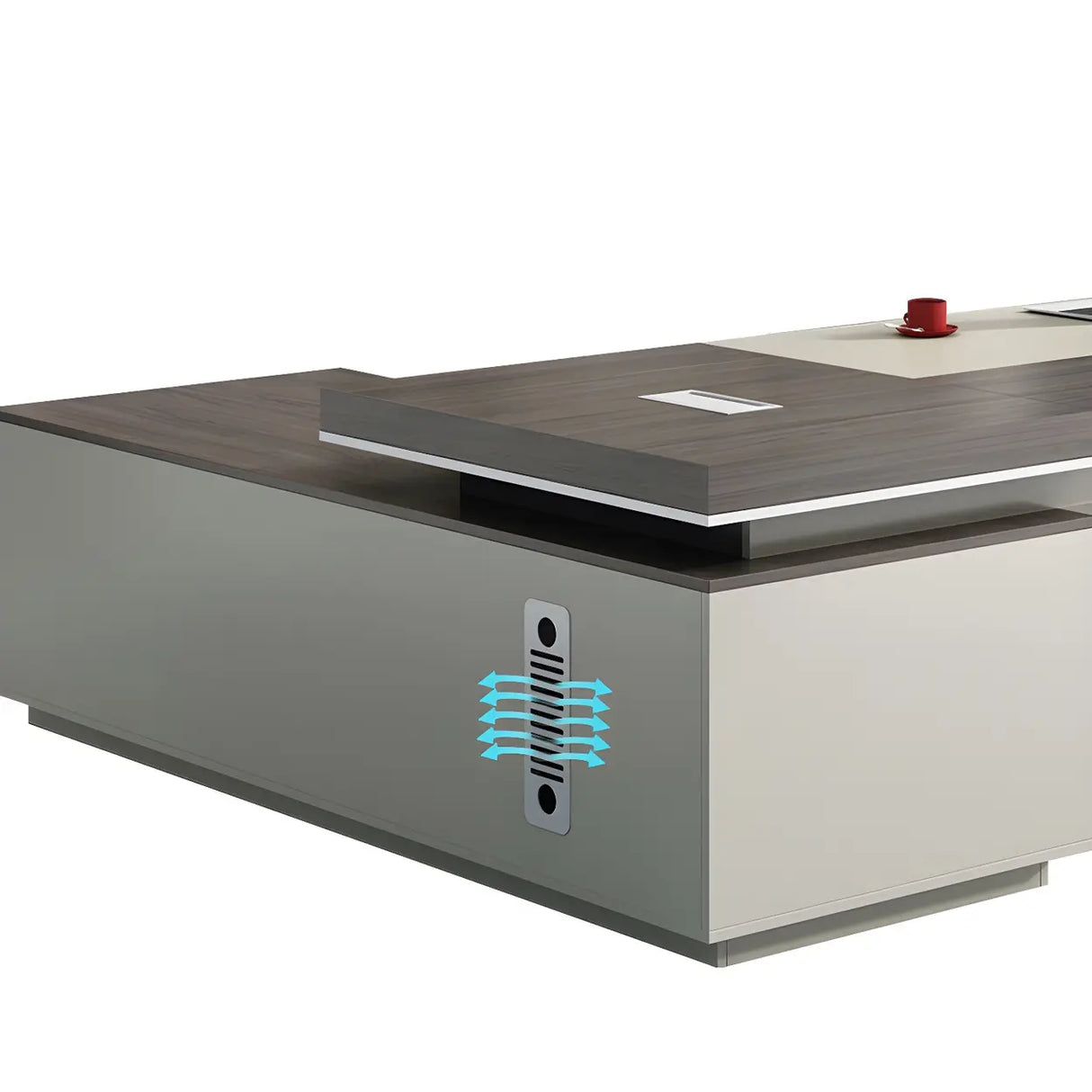 Grey Manufactured Wood Pedestal L-Shape Executive Desk Image - 6