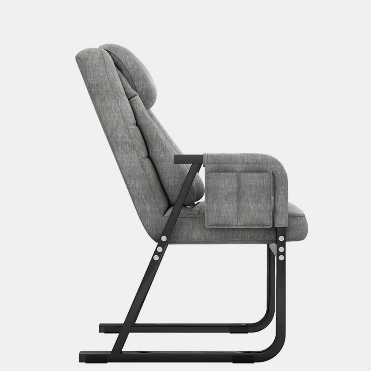 Grey Metal Frame Modern Reclining Fabric Office Chair Image - 13