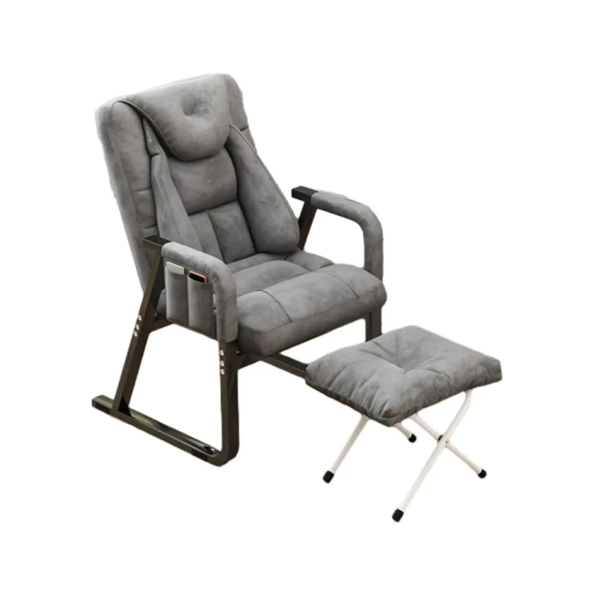 Grey Metal Frame Modern Reclining Fabric Office Chair Image - 9