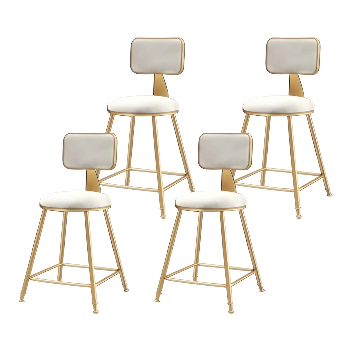 Grey Modern Gold Iron Velvet Tall Bar Stool with Cushion Image - 20