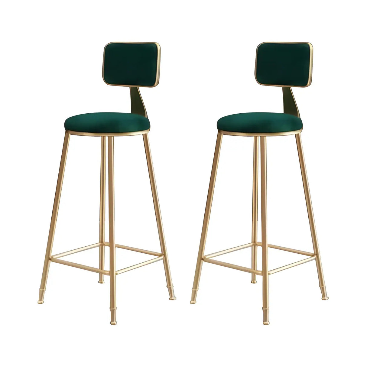 Grey Modern Gold Iron Velvet Tall Bar Stool with Cushion Image - 27