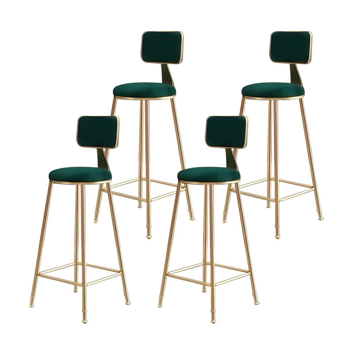 Grey Modern Gold Iron Velvet Tall Bar Stool with Cushion Image - 28