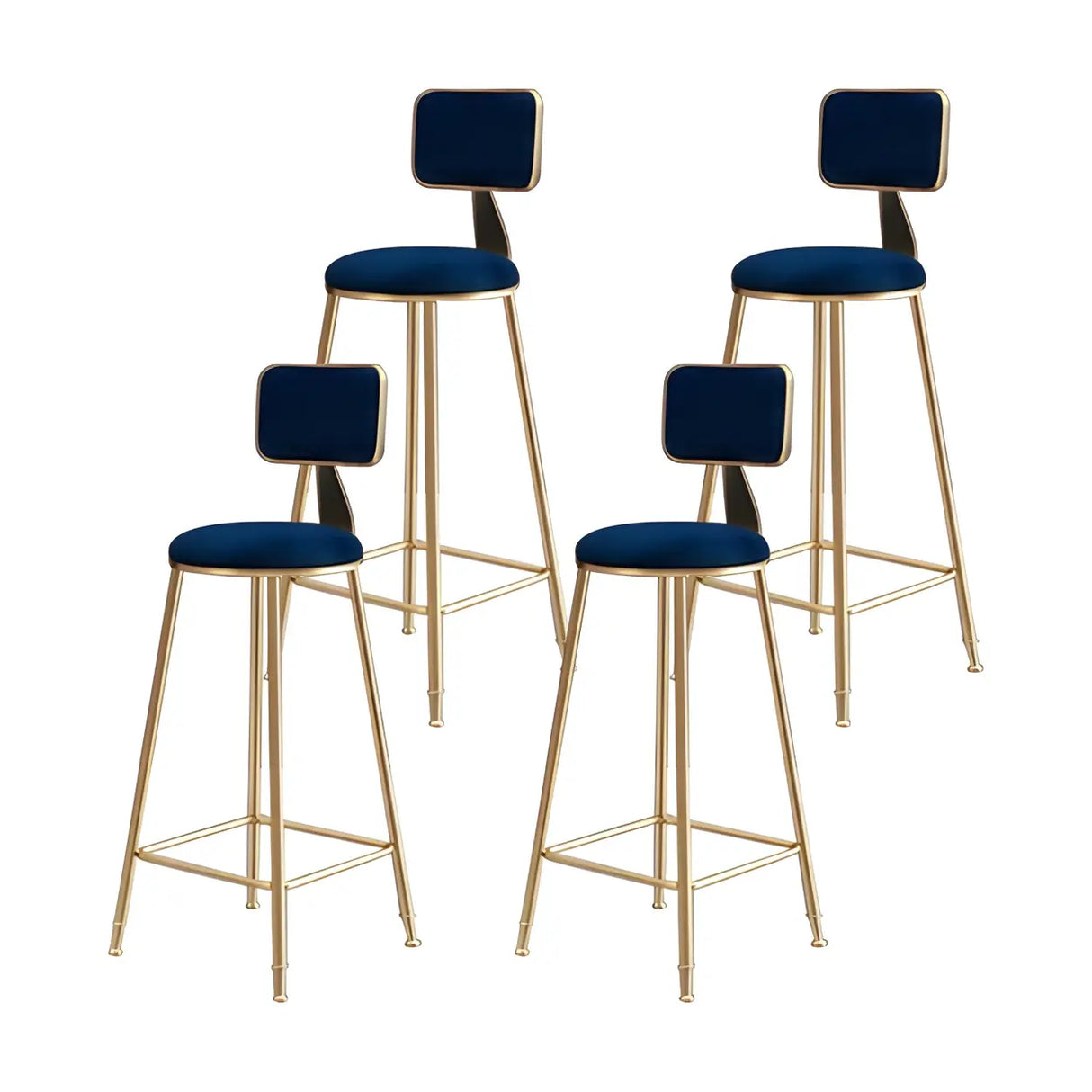 Grey Modern Gold Iron Velvet Tall Bar Stool with Cushion Image - 31