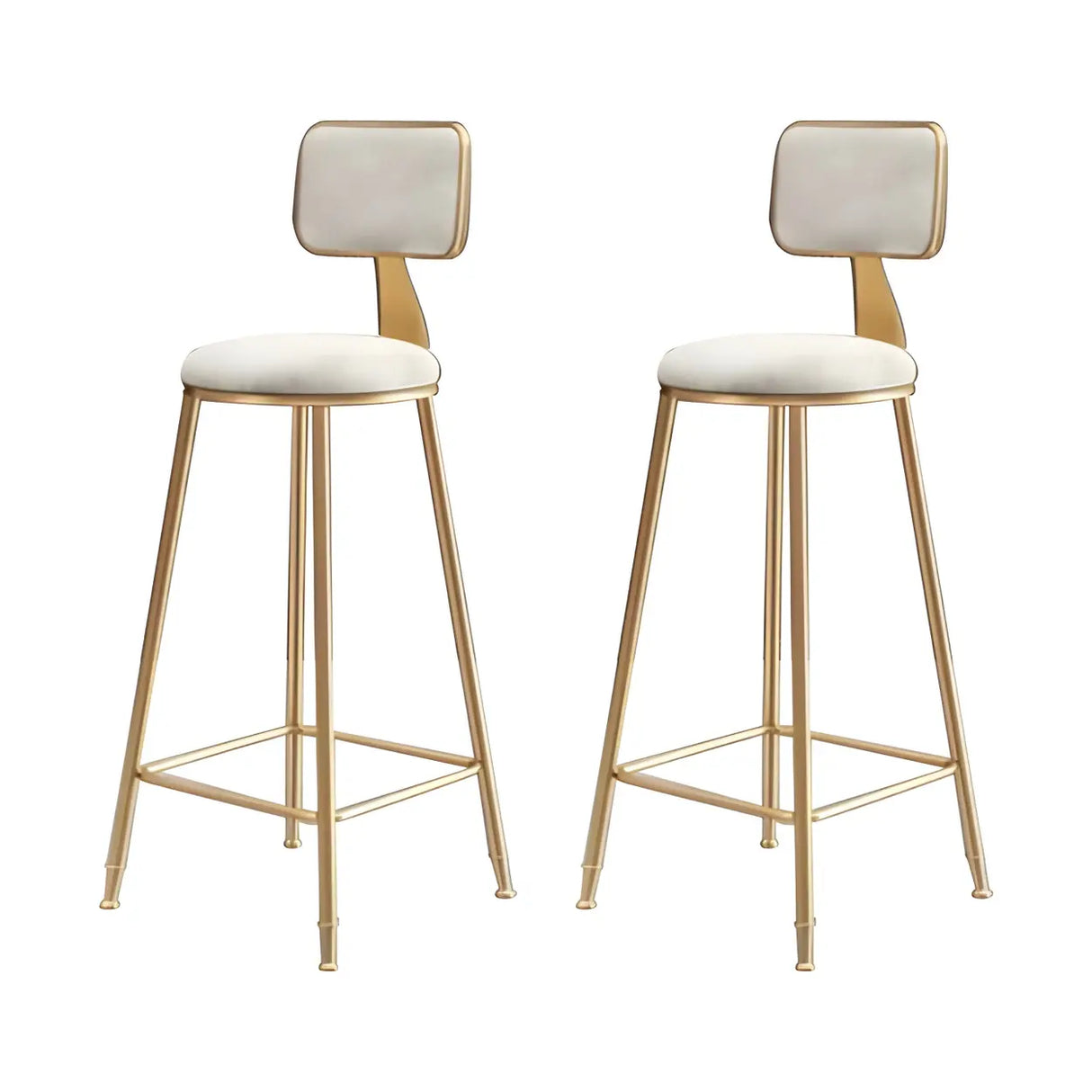 Grey Modern Gold Iron Velvet Tall Bar Stool with Cushion Image - 33