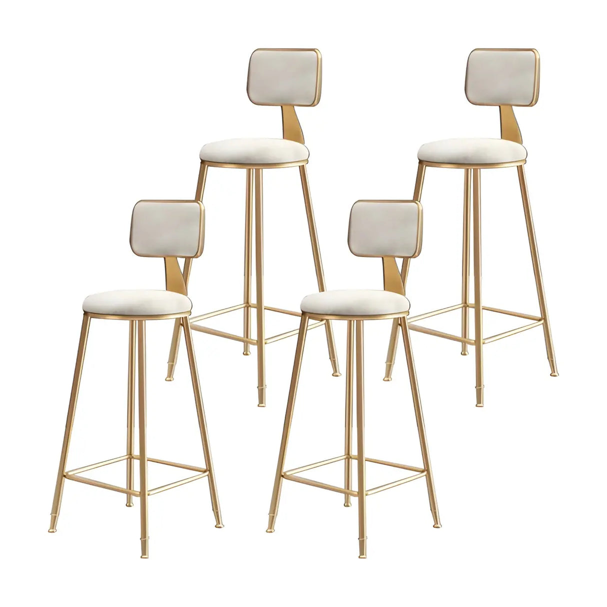 Grey Modern Gold Iron Velvet Tall Bar Stool with Cushion Image - 34