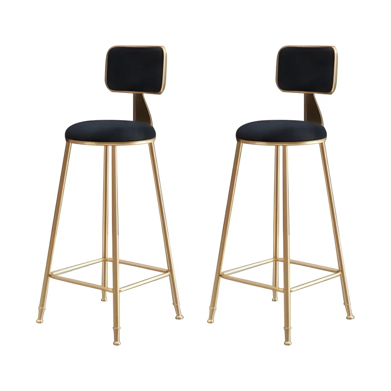 Grey Modern Gold Iron Velvet Tall Bar Stool with Cushion Image - 36