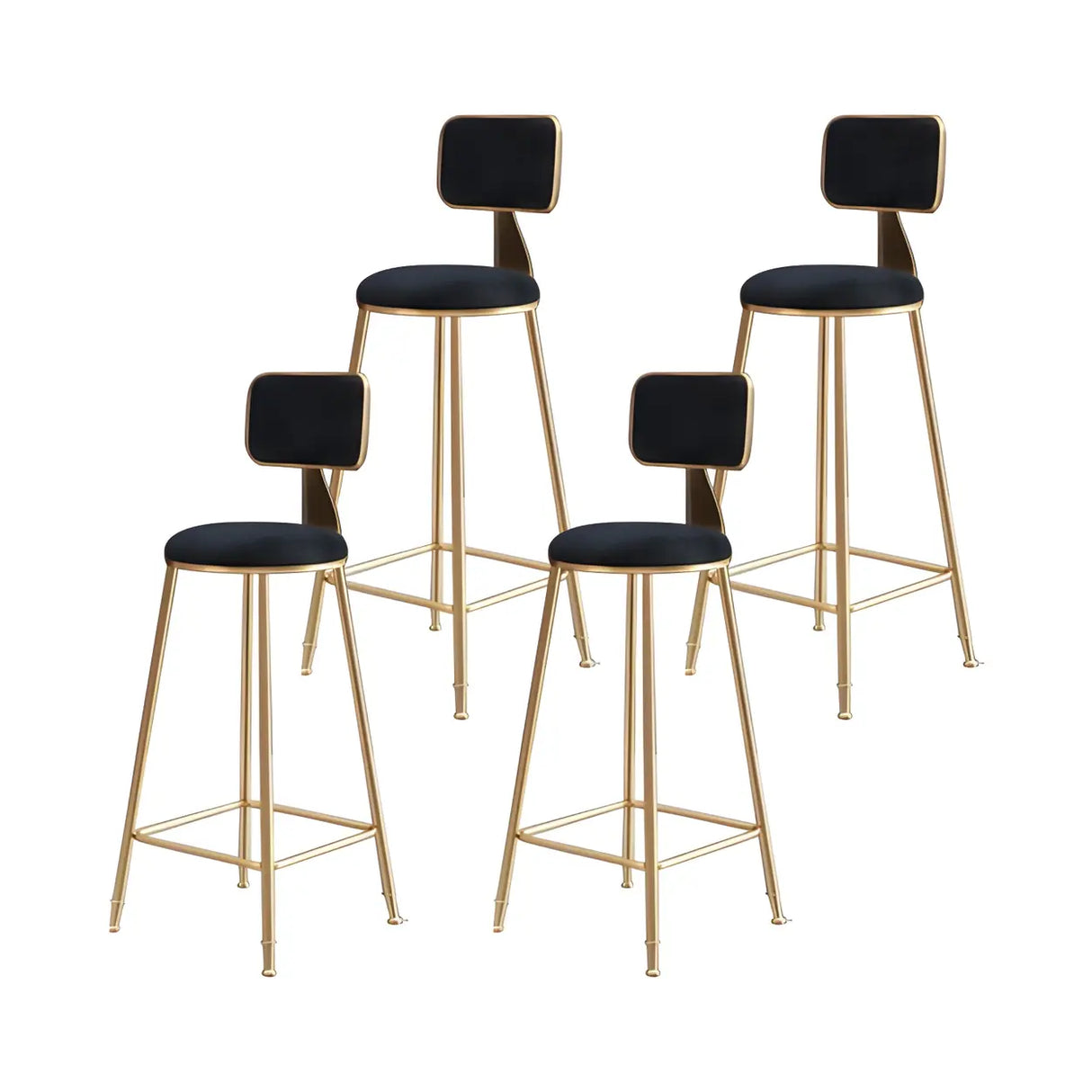 Grey Modern Gold Iron Velvet Tall Bar Stool with Cushion Image - 37