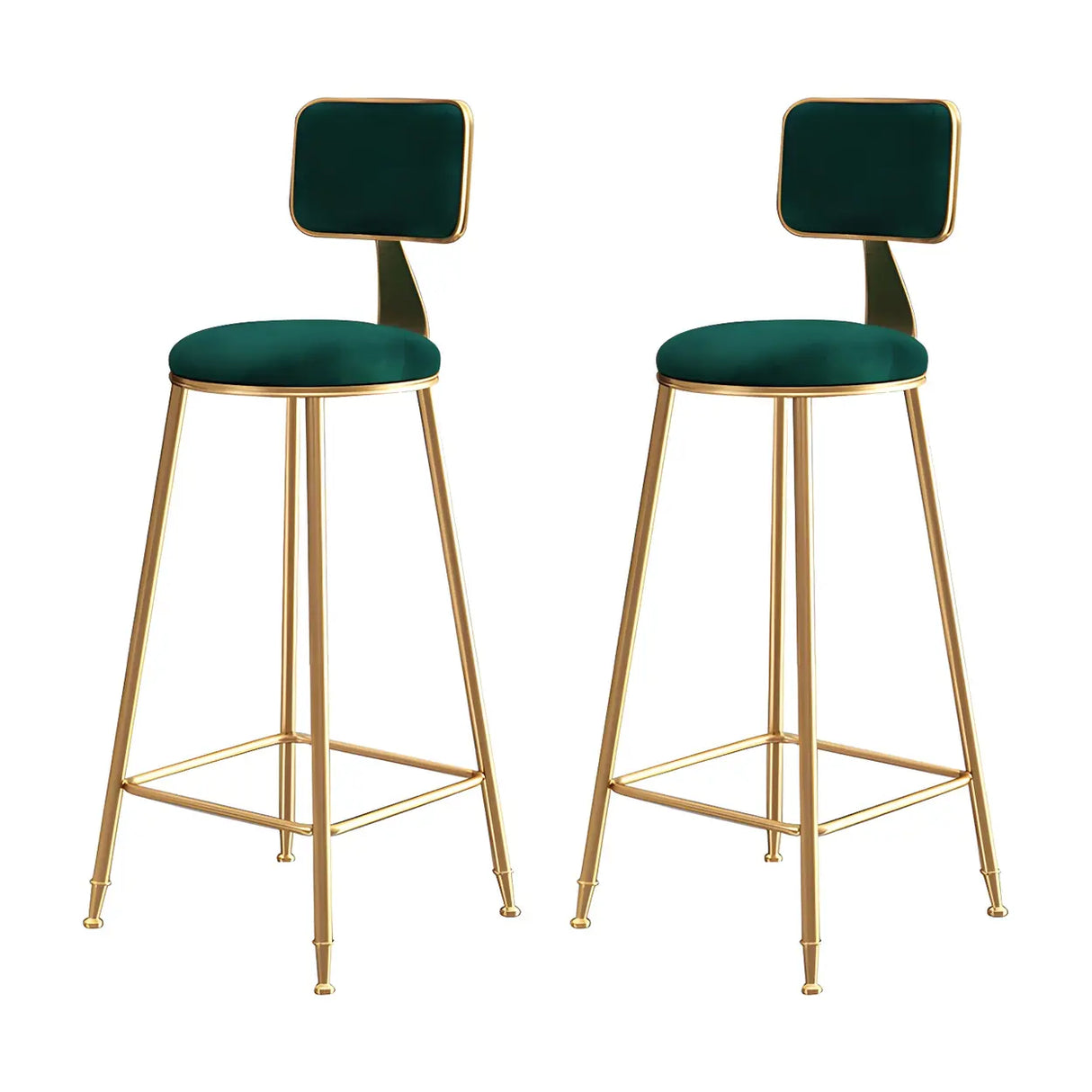 Grey Modern Gold Iron Velvet Tall Bar Stool with Cushion Image - 44