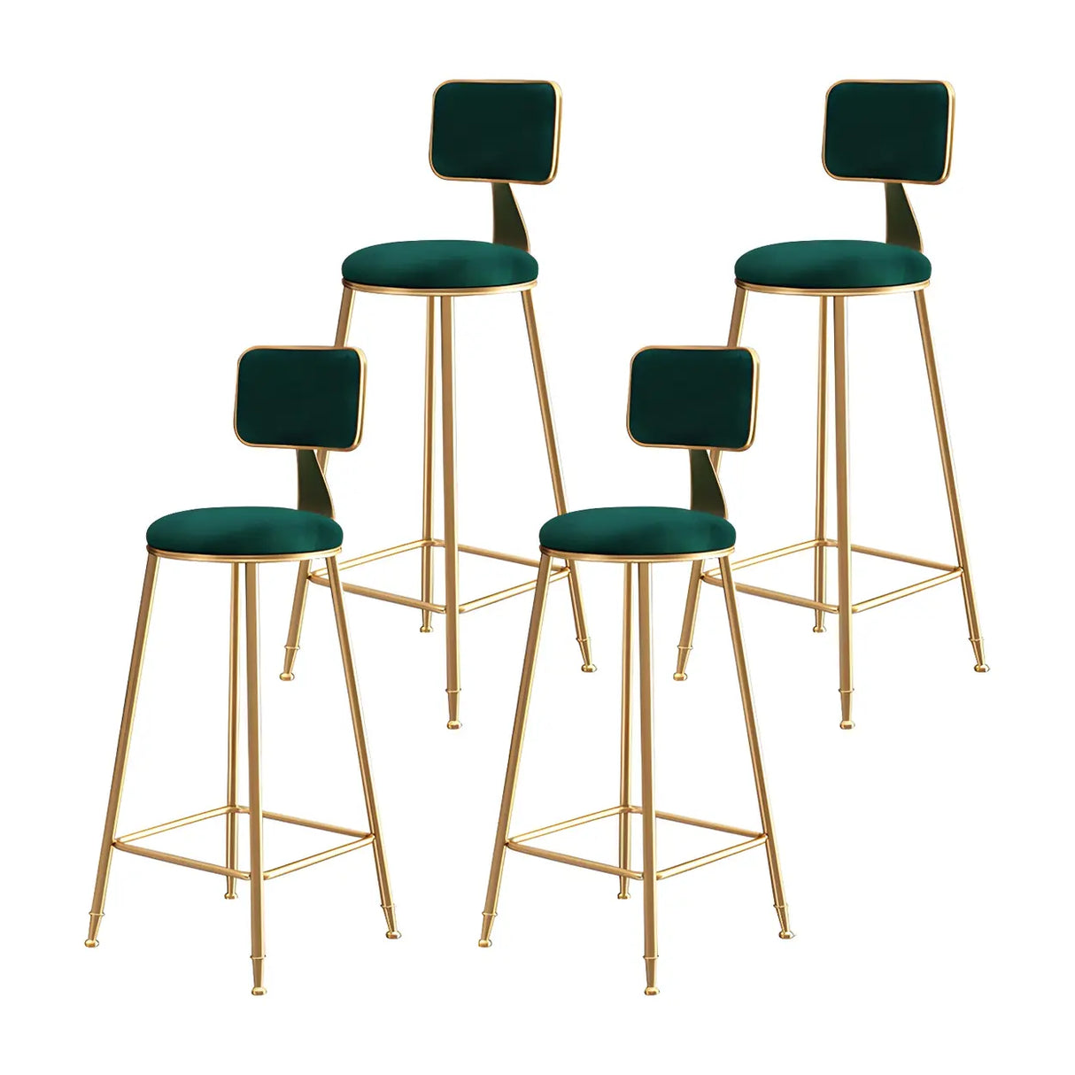 Grey Modern Gold Iron Velvet Tall Bar Stool with Cushion Image - 45