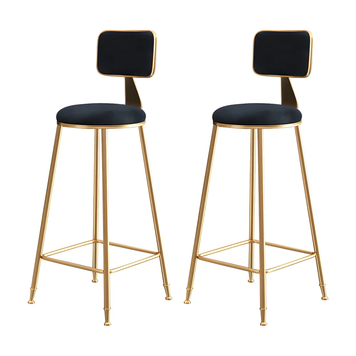 Grey Modern Gold Iron Velvet Tall Bar Stool with Cushion Image - 47
