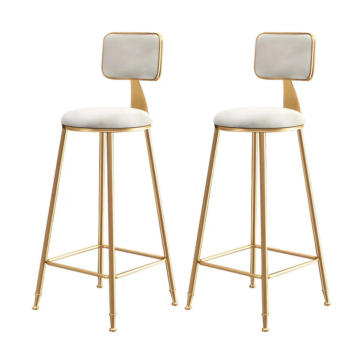 Grey Modern Gold Iron Velvet Tall Bar Stool with Cushion Image - 50