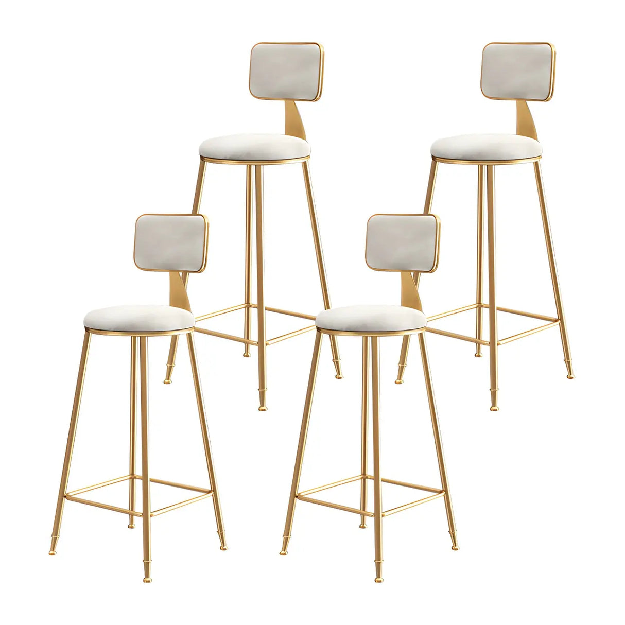 Grey Modern Gold Iron Velvet Tall Bar Stool with Cushion Image - 51