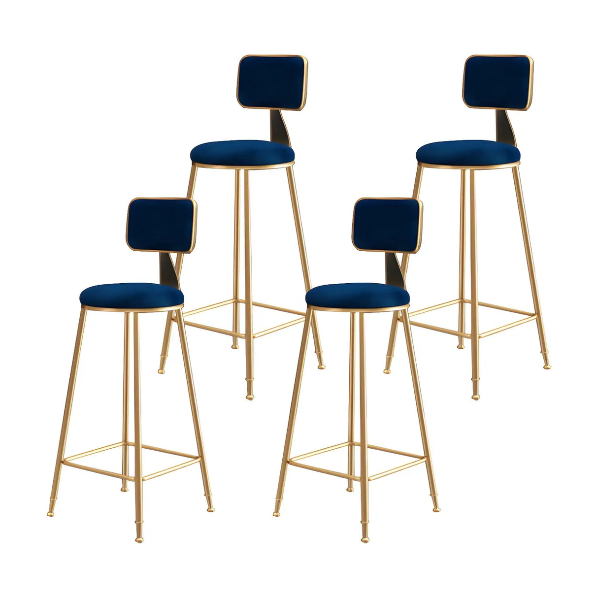 Grey Modern Gold Iron Velvet Tall Bar Stool with Cushion Image - 57