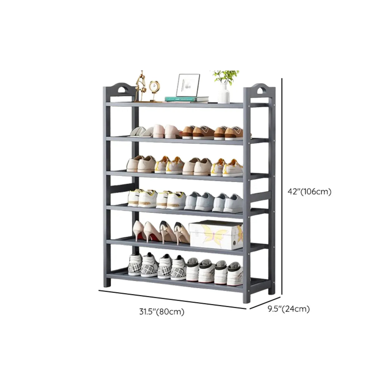 Grey Modern Open Storage Shelves Metal Hallway Shoe Rack Image - 20