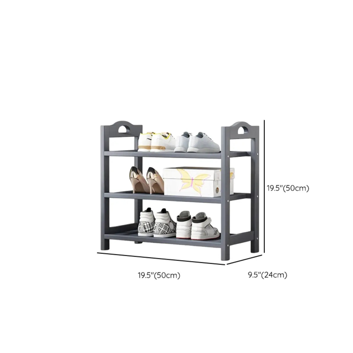 Grey Modern Open Storage Shelves Metal Hallway Shoe Rack Image - 26