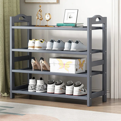 Grey Modern Open Storage Shelves Metal Hallway Shoe Rack Image - 2