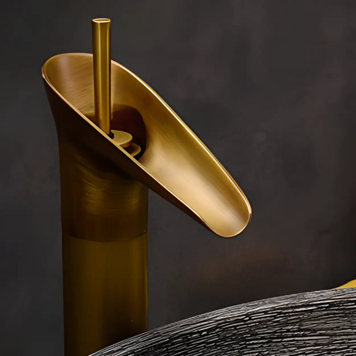 Grey Oval Ceramic Vessel Sinks with Center Trapway Image - 10