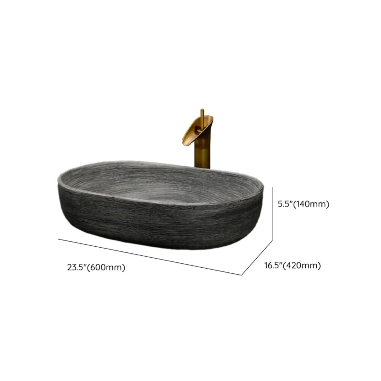 Grey Oval Ceramic Vessel Sinks with Center Trapway Image - 29