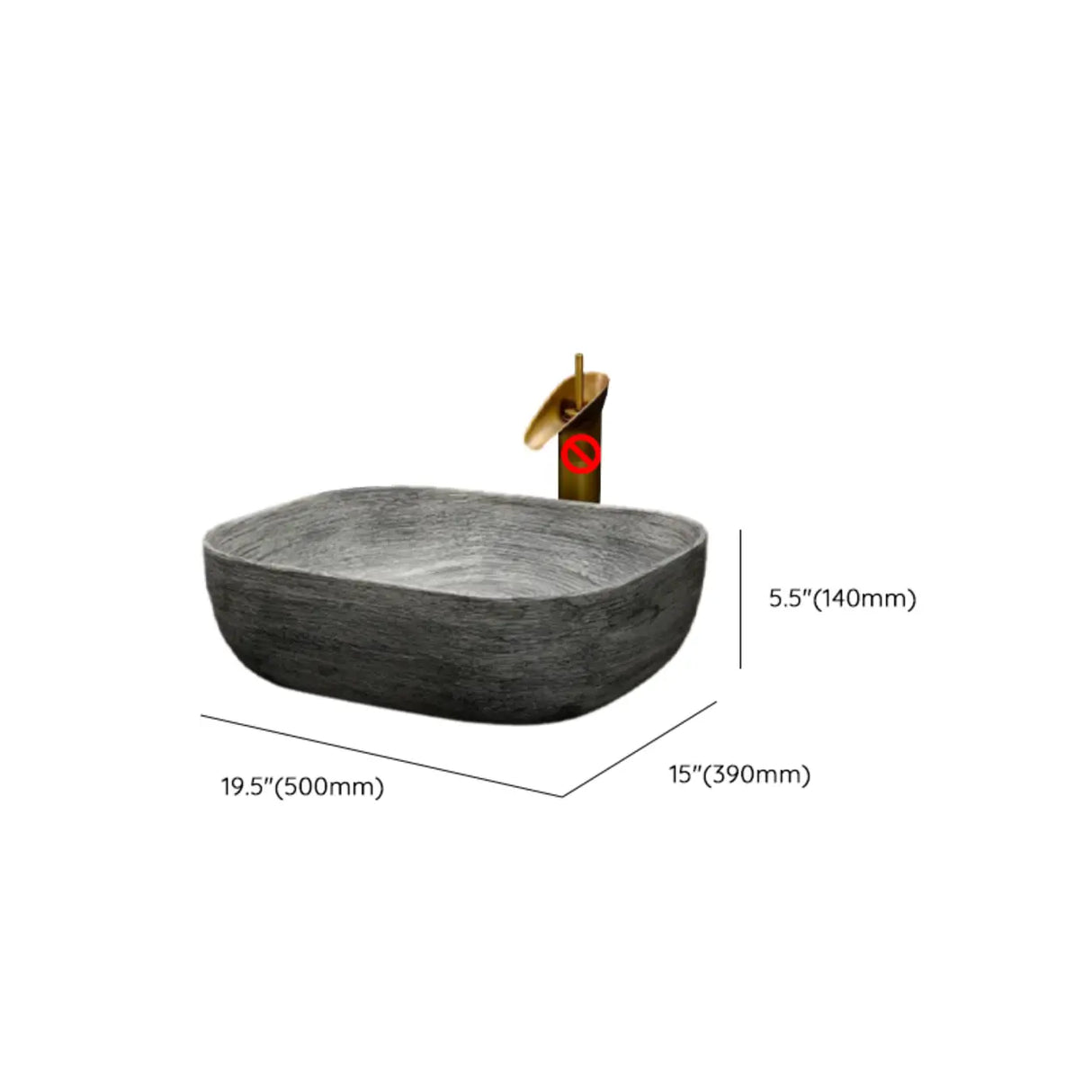 Grey Oval Ceramic Vessel Sinks with Center Trapway Image - 32