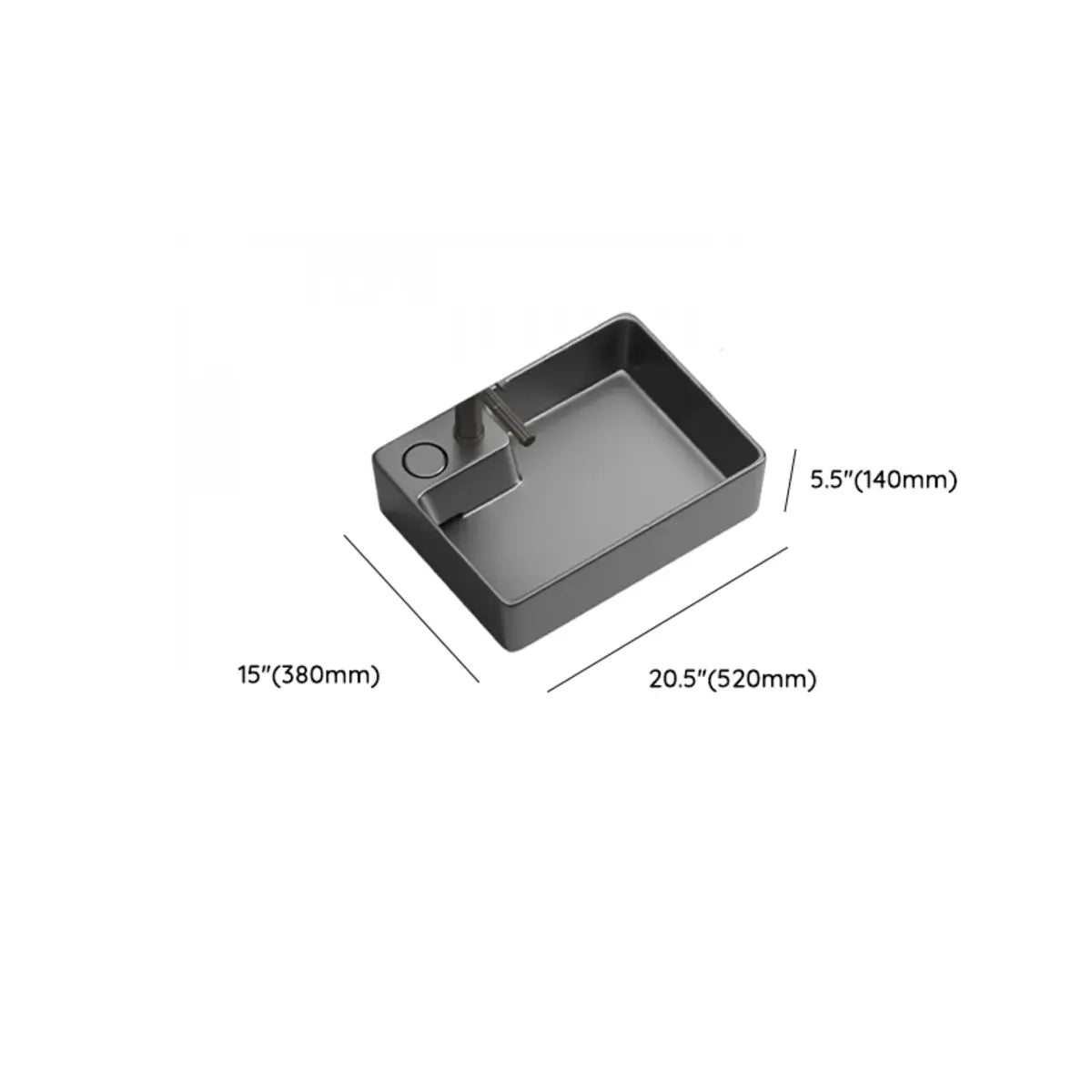 Grey Rectangular Ceramic Left Trapway Bowl Sinks