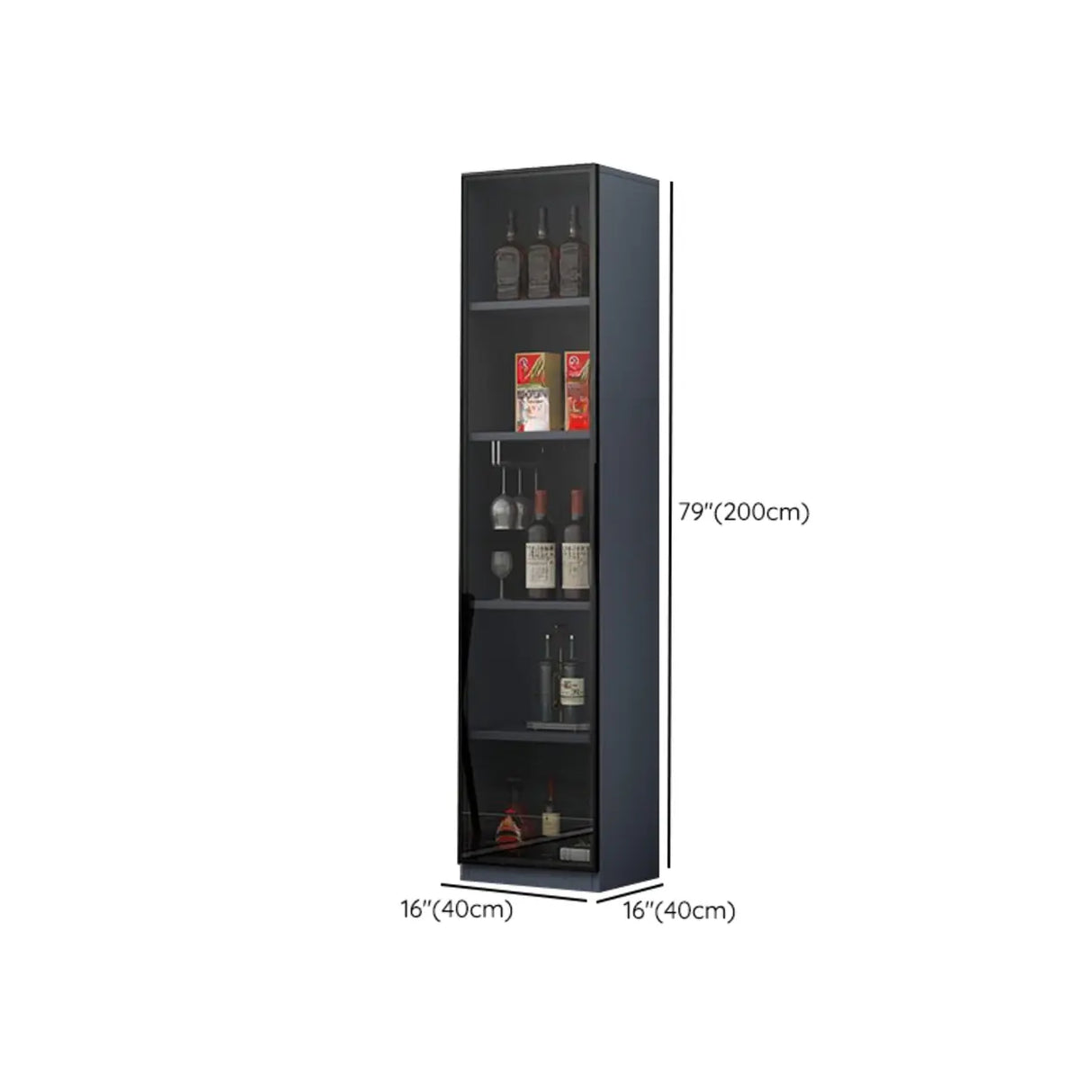 Grey Rectangular Slab Enclosed Display Wine Cabinet
