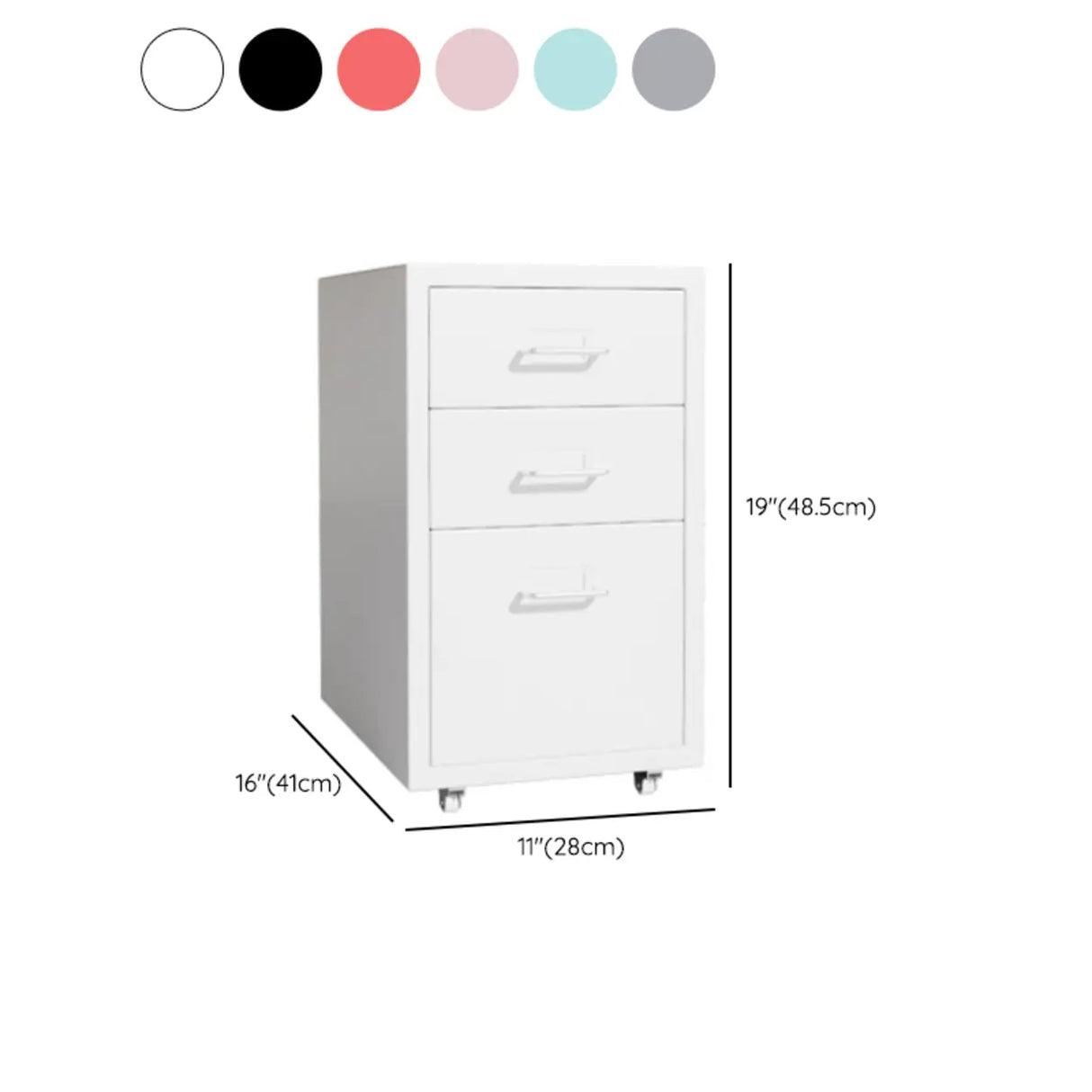 Grey Rectangular Steel 5-Drawer Mobile Filing Cabinet