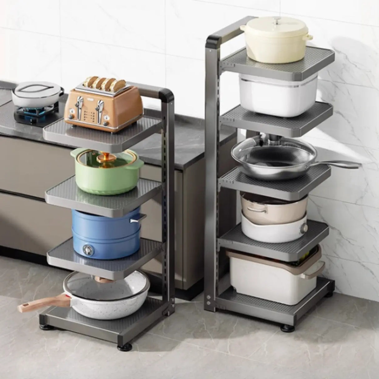 Grey Rust Resistant Metal Baker's Rack with Shelves Image - 1