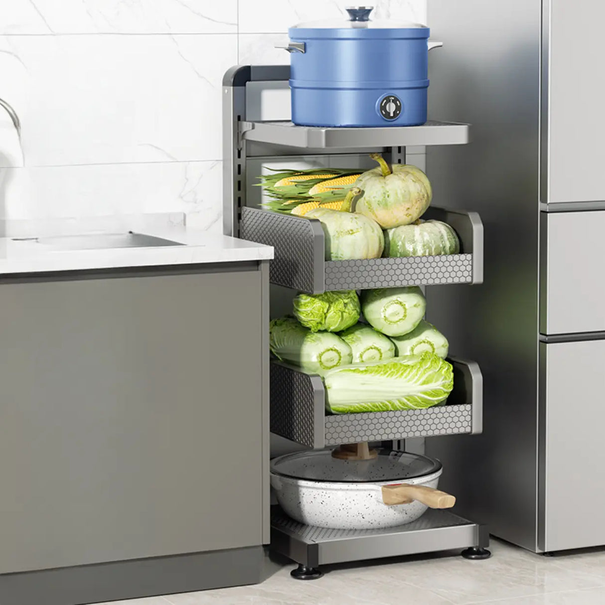 Grey Rust Resistant Metal Baker's Rack with Shelves Image - 13