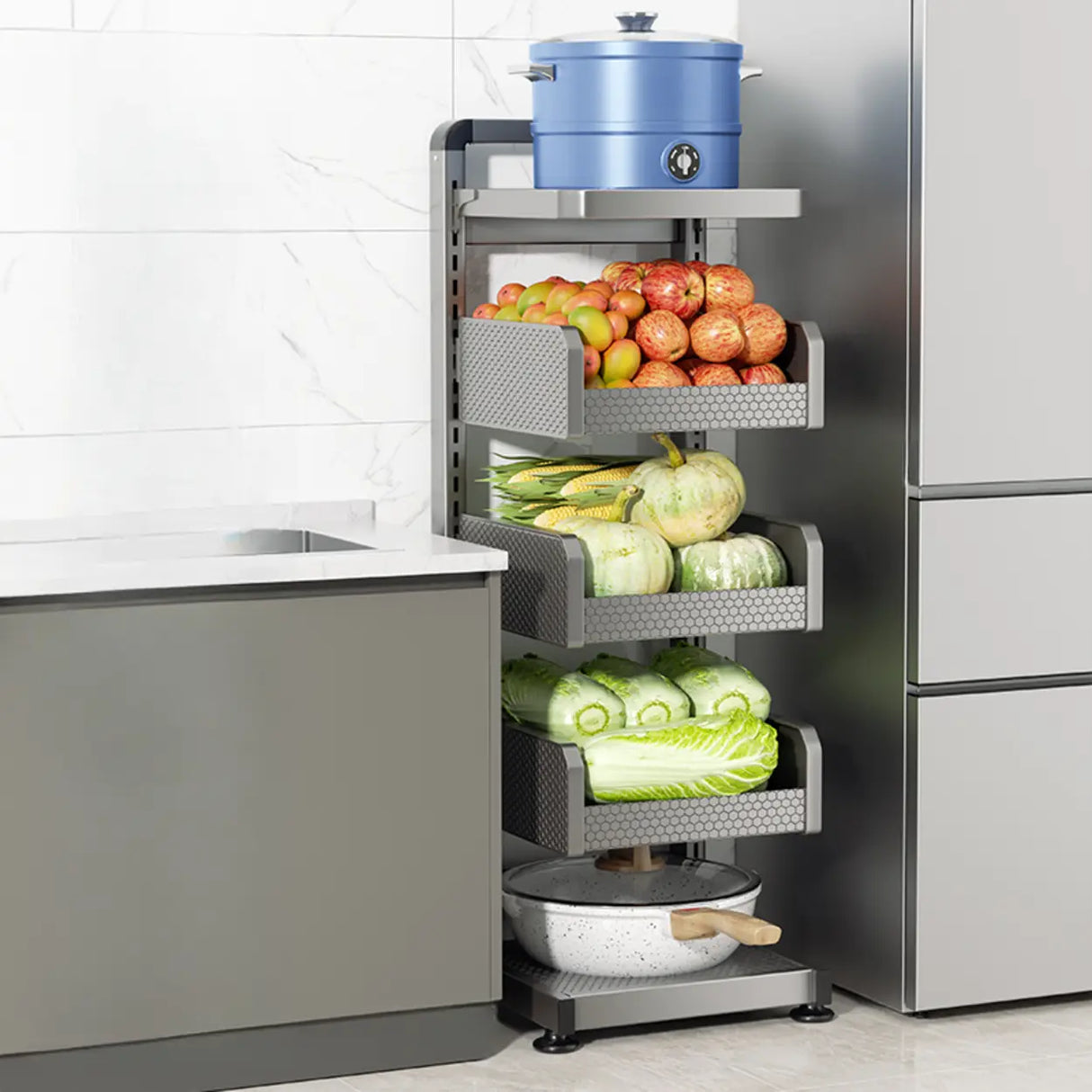 Grey Rust Resistant Metal Baker's Rack with Shelves Image - 18