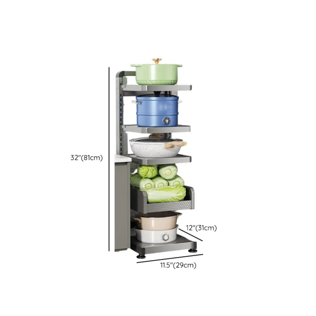 Grey Rust Resistant Metal Baker's Rack with Shelves Image - 26