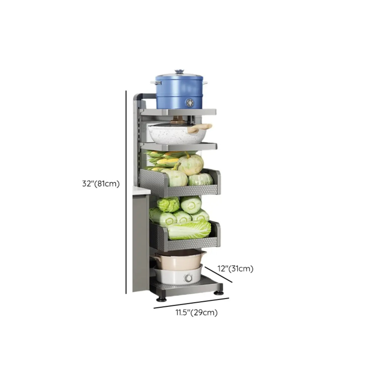 Grey Rust Resistant Metal Baker's Rack with Shelves Image - 27