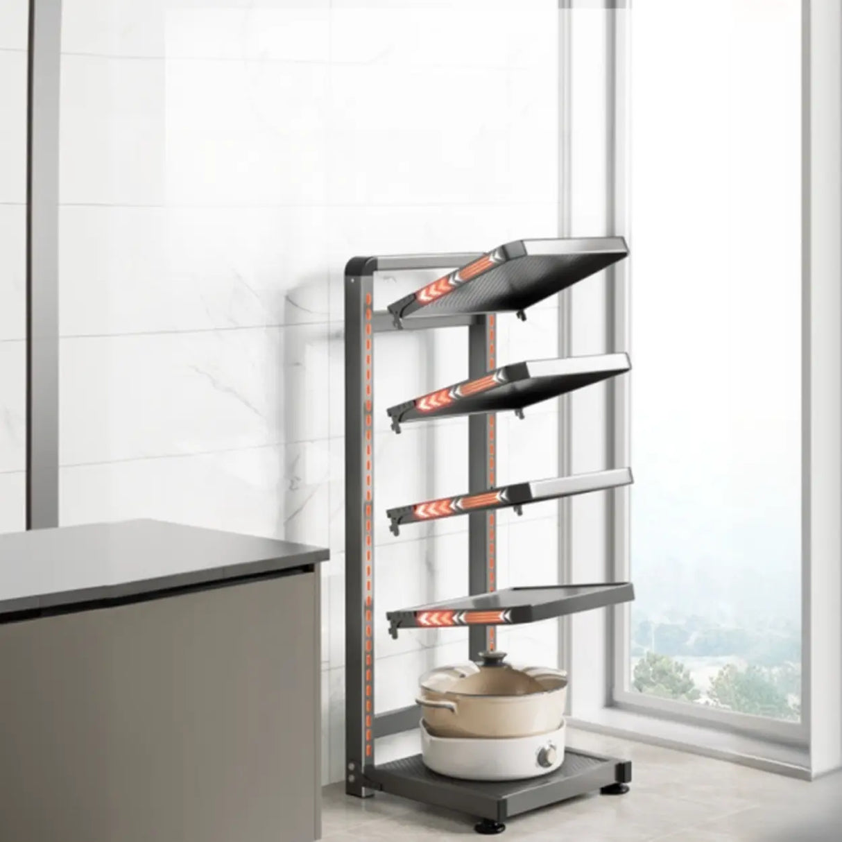 Grey Rust Resistant Metal Baker's Rack with Shelves Image - 4