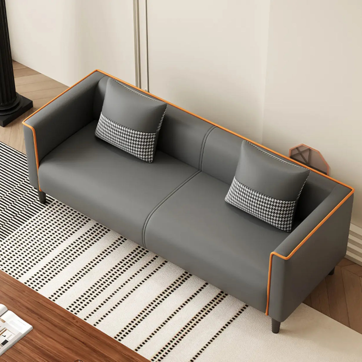 Grey Stain Resistant Tuxedo Arm Tight Back Loveseat Image - 1