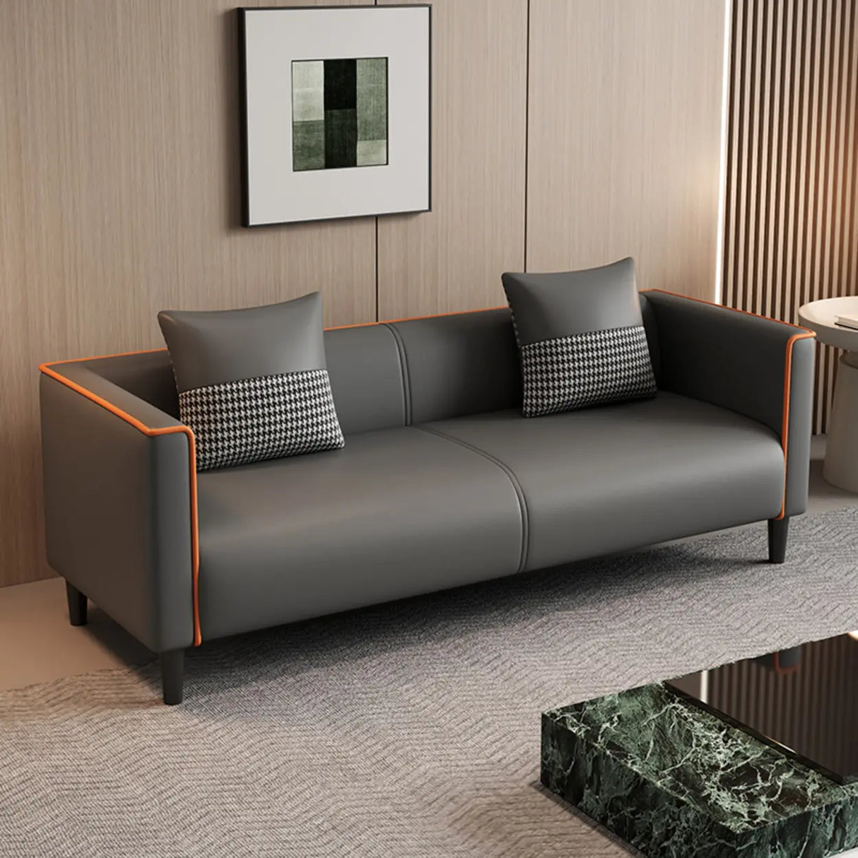 Grey Stain Resistant Tuxedo Arm Tight Back Loveseat Image - 2