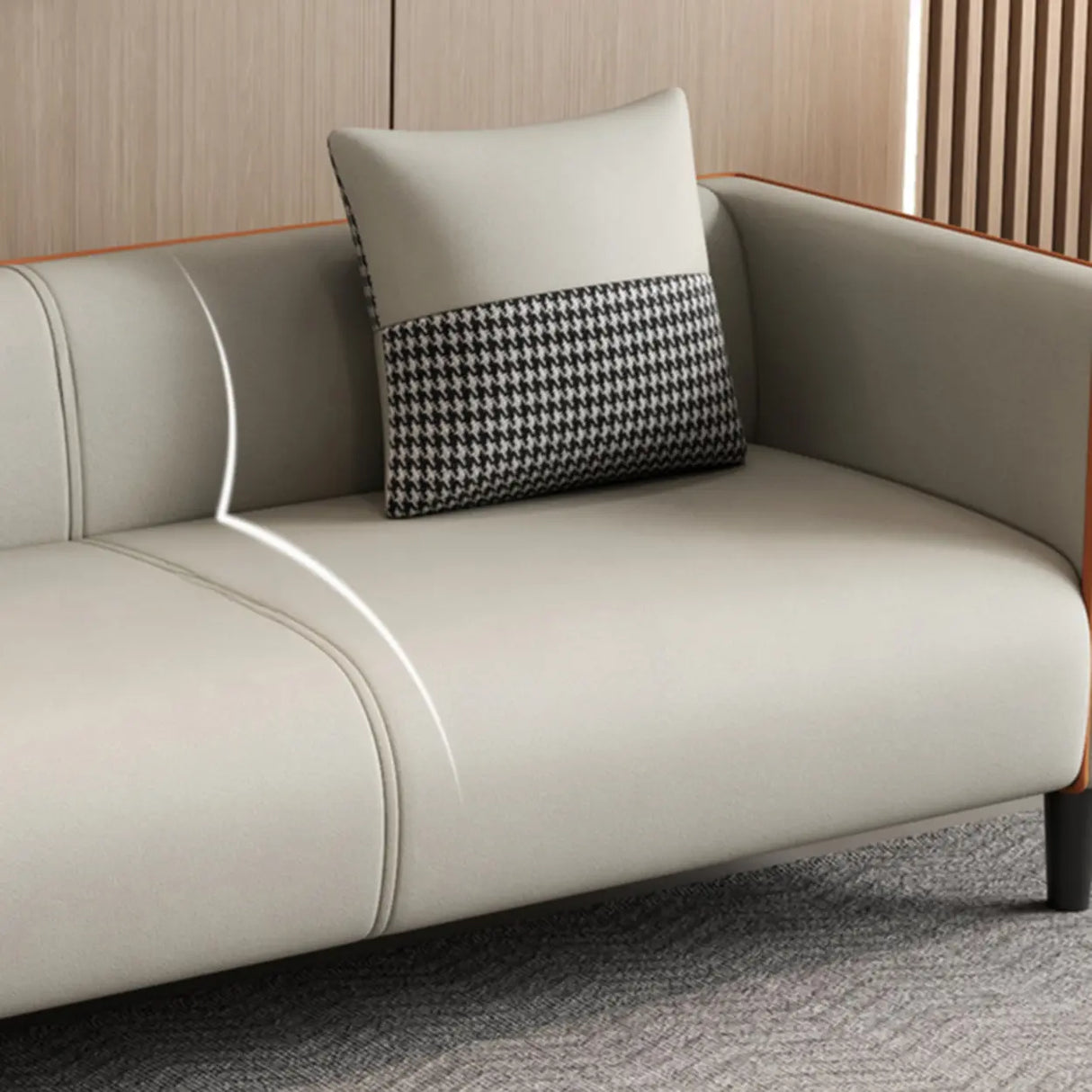 Grey Stain Resistant Tuxedo Arm Tight Back Loveseat Image - 12