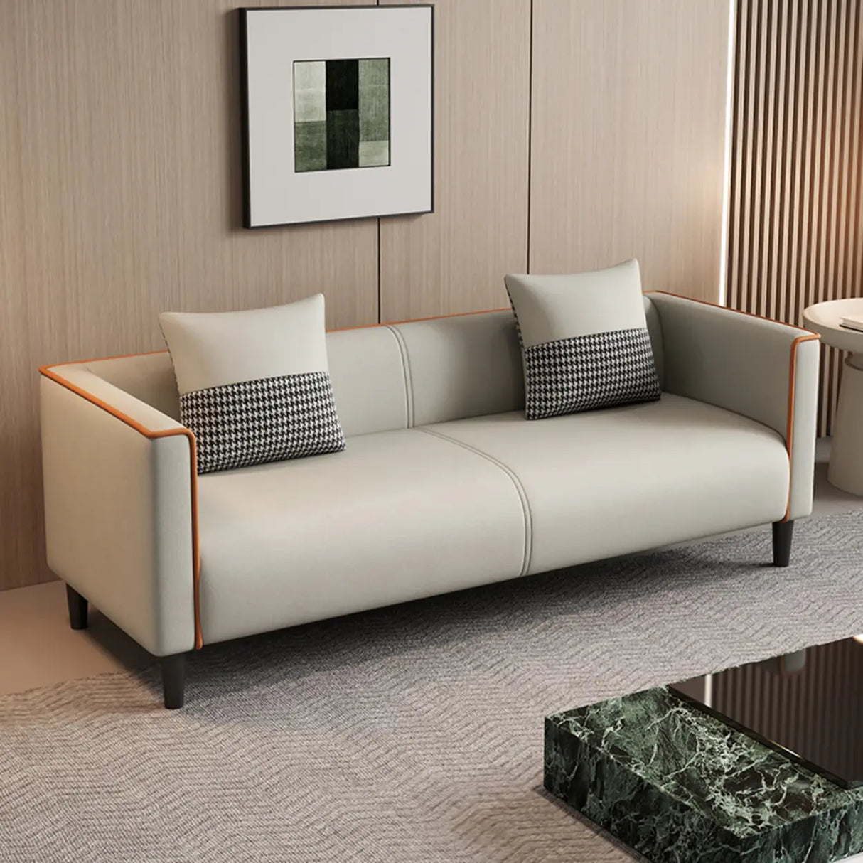 Grey Stain Resistant Tuxedo Arm Tight Back Loveseat Image - 16