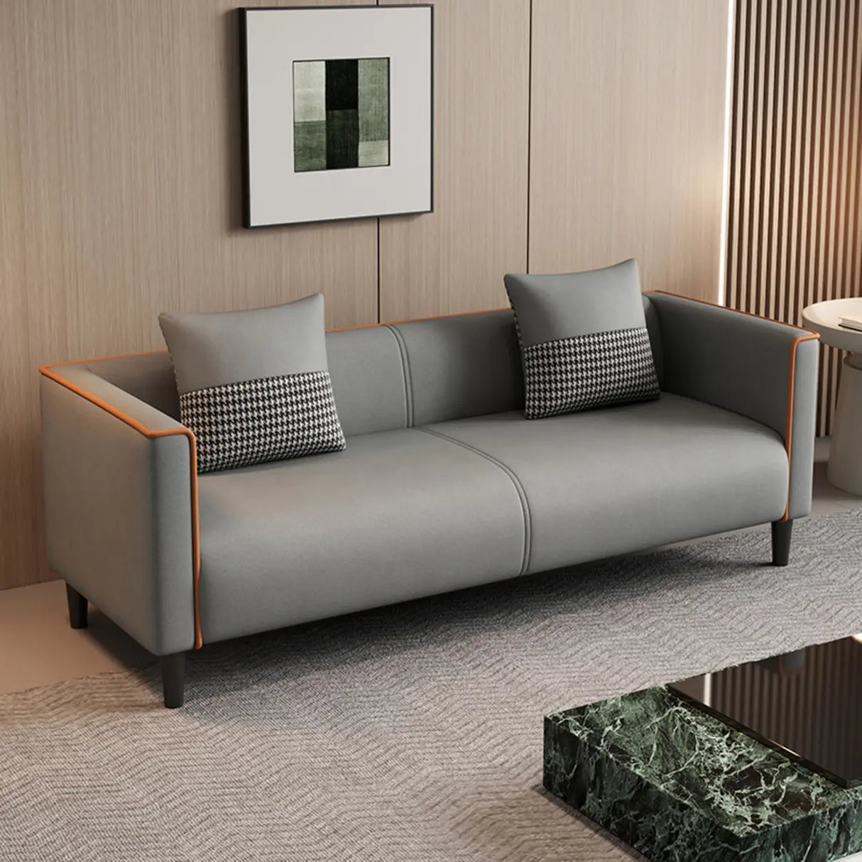 Grey Stain Resistant Tuxedo Arm Tight Back Loveseat Image - 17