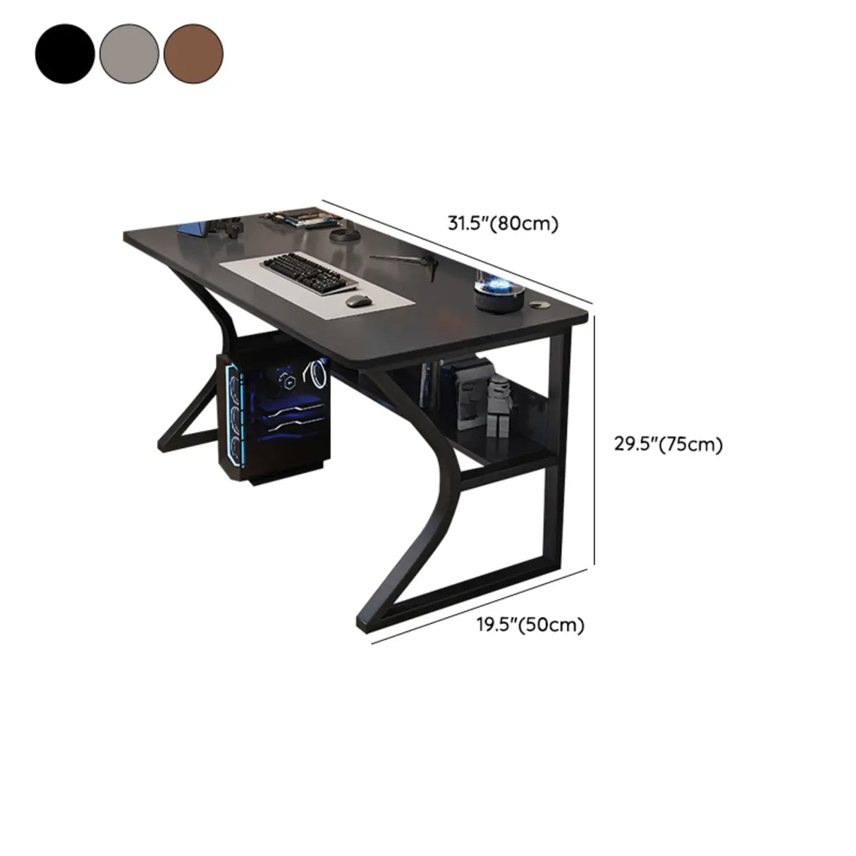 Grey Stone Exterior Shelf Butcher Block Computer Desk