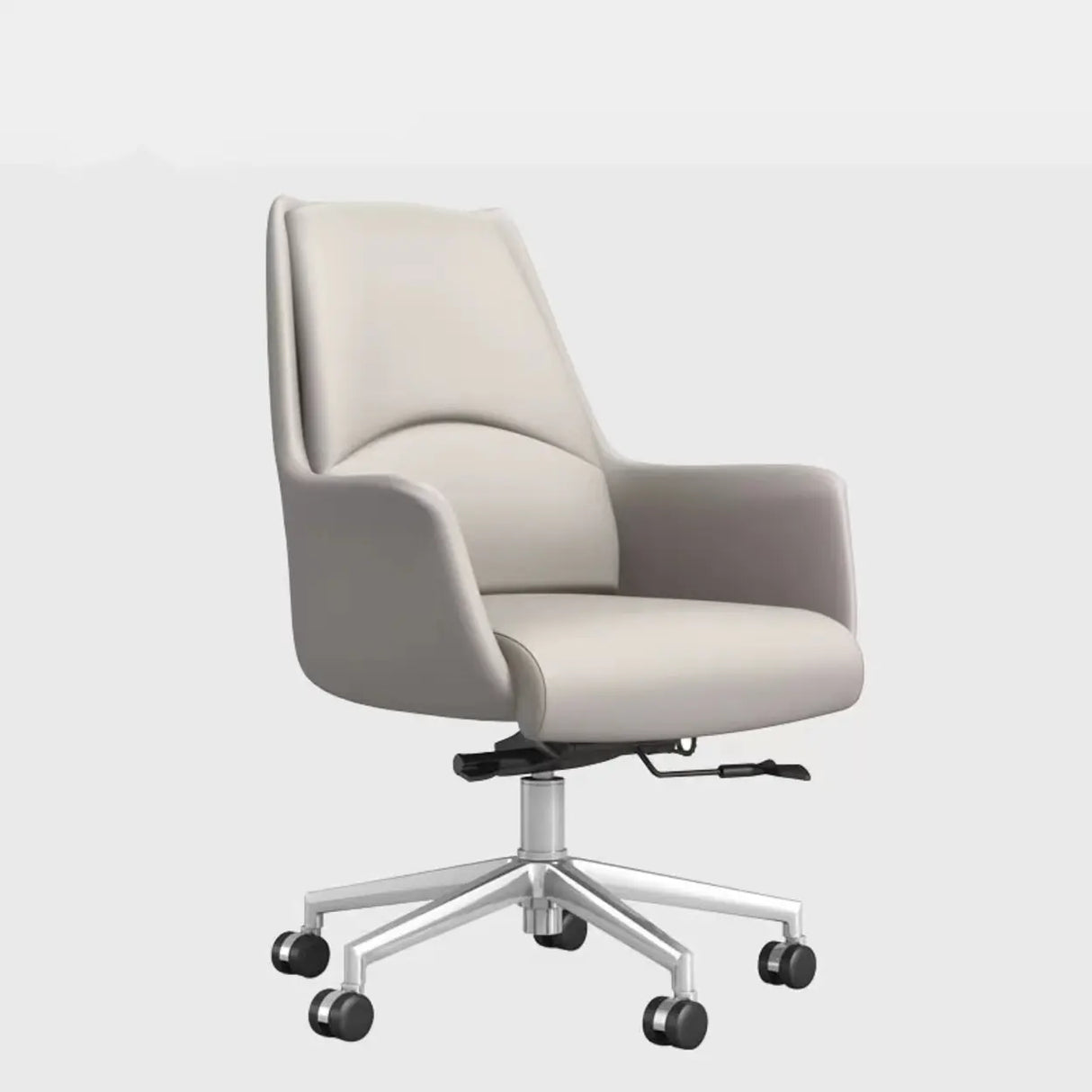 Grey Swivel Faux Leather Office Chair with Armrests Image - 1