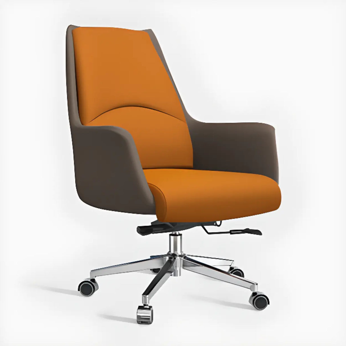 Grey Swivel Faux Leather Office Chair with Armrests Image - 10