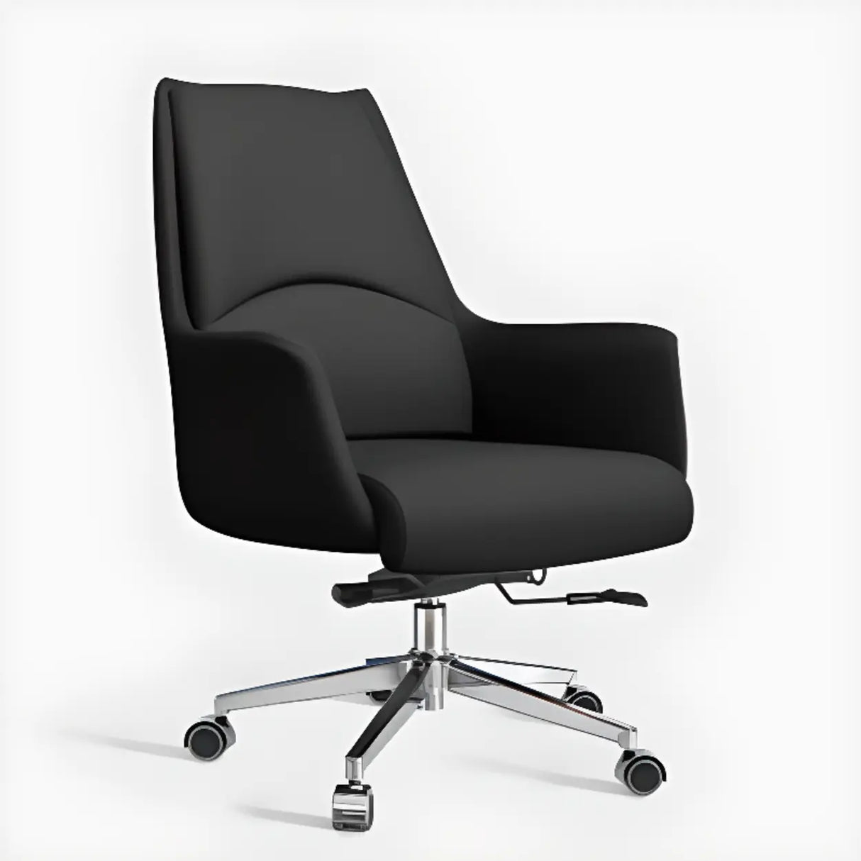 Grey Swivel Faux Leather Office Chair with Armrests Image - 12