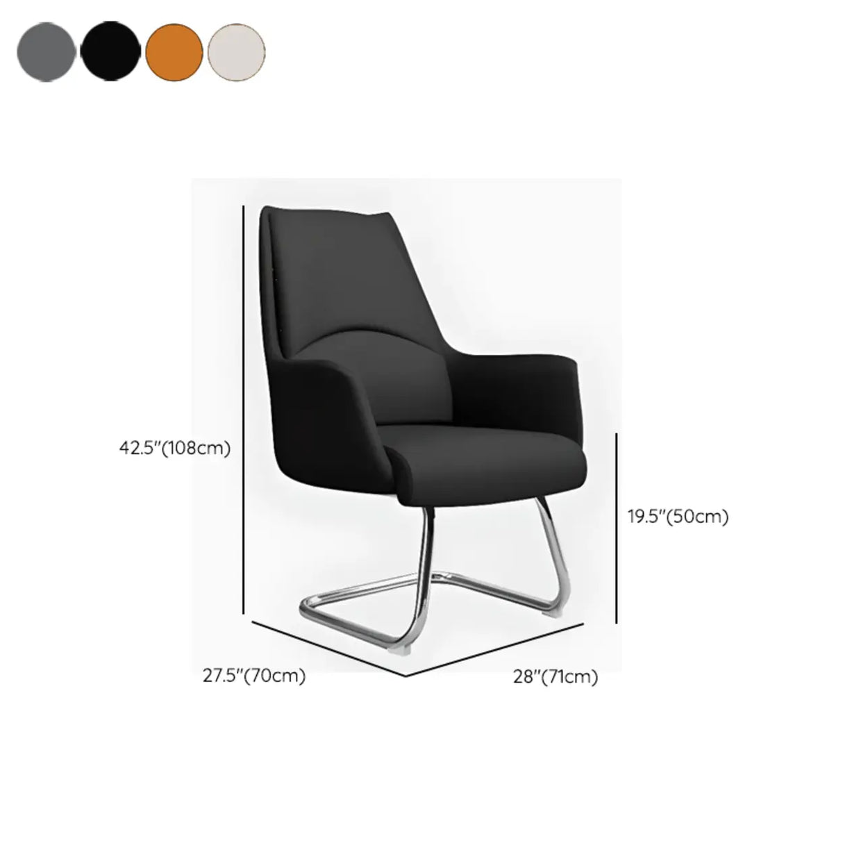 Grey Swivel Faux Leather Office Chair with Armrests